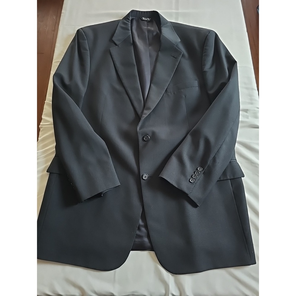 Bill Blass Premier Mens Wool Sport Coat Blazer Suit Jacket Dark Blue 46L Notch